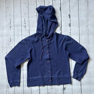Freestyle USA The Limited Navy Blue Button-UpDrawstring Hoodie Top size  M